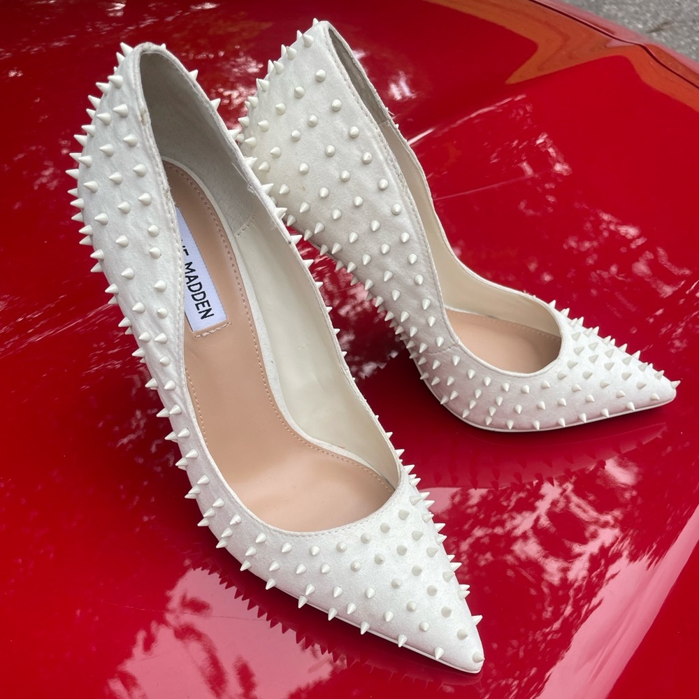 Steve Madden White Studded Stiletto Heels